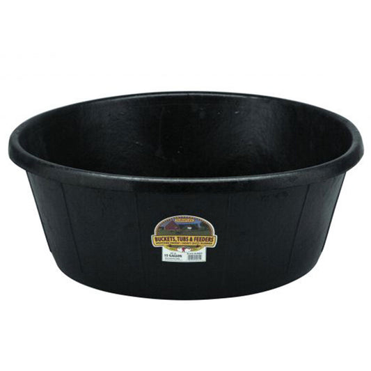 Little Giant Durable Weatherproof 15 Gallon Rubber Tub Feeder Pan Bowl, Black