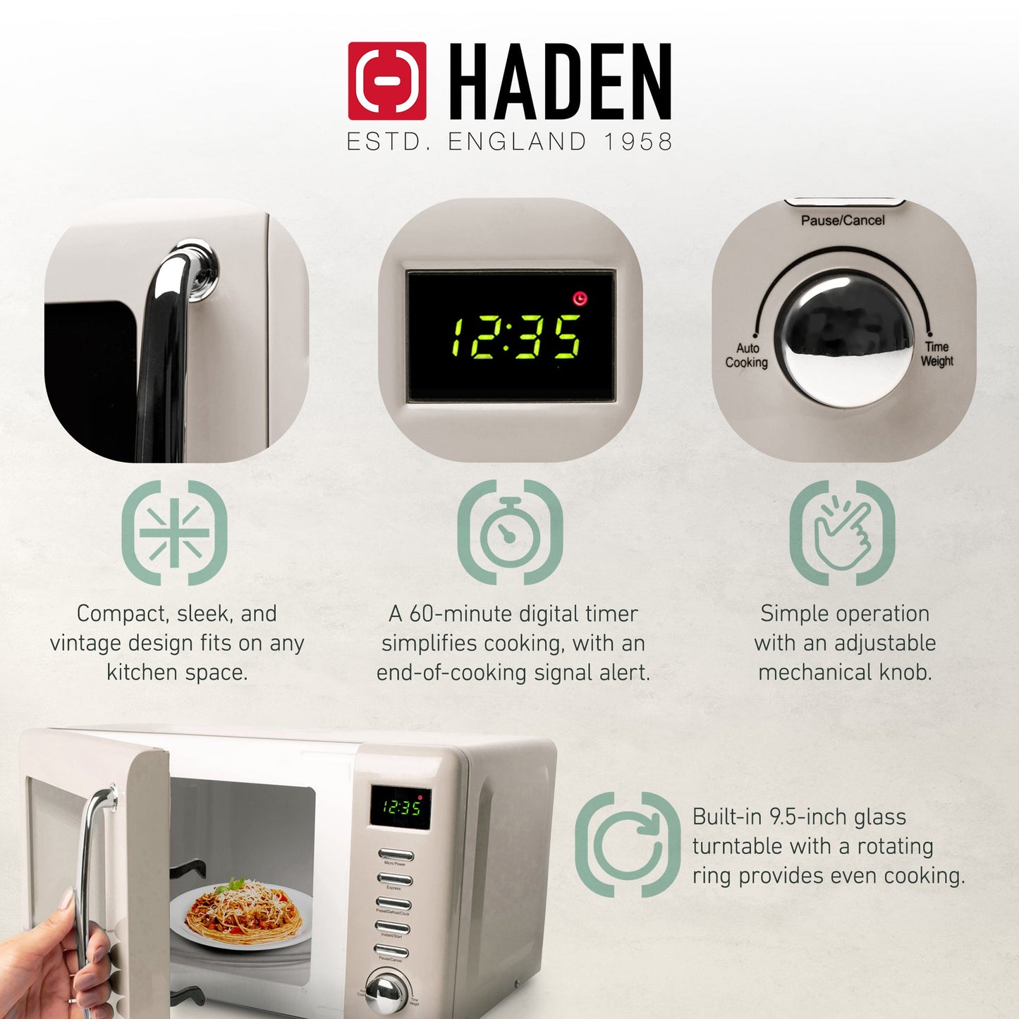 Haden Dorset 12 Cup Programmable Coffee Maker with Countertop Microwave, Putty