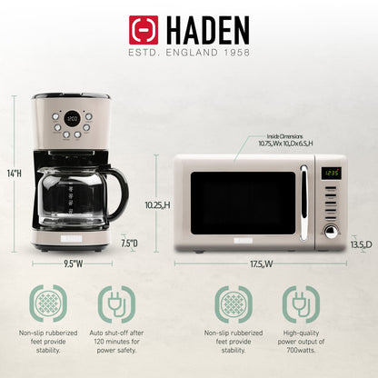 Haden Dorset 12 Cup Programmable Coffee Maker with Countertop Microwave, Putty