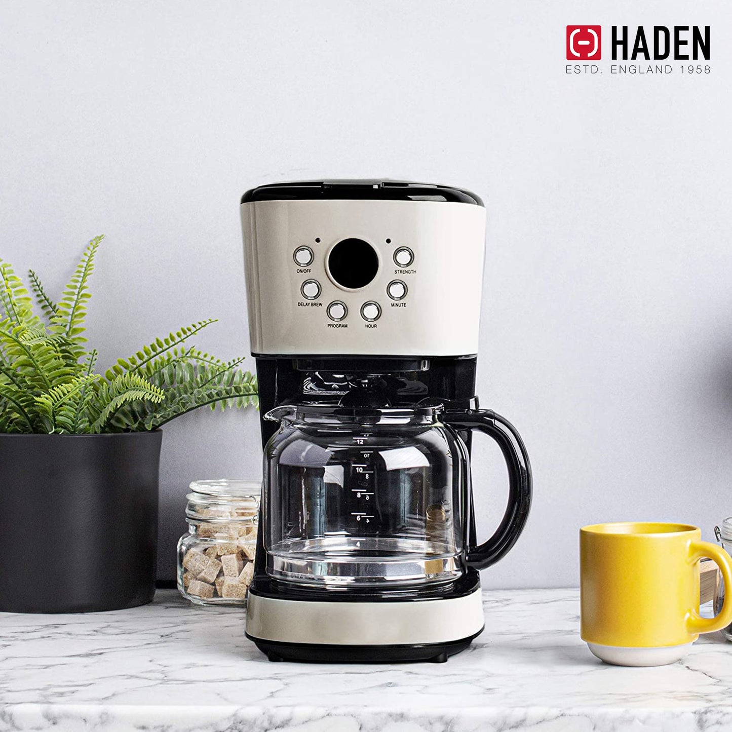 Haden Dorset 12 Cup Programmable Coffee Maker with Countertop Microwave, Putty