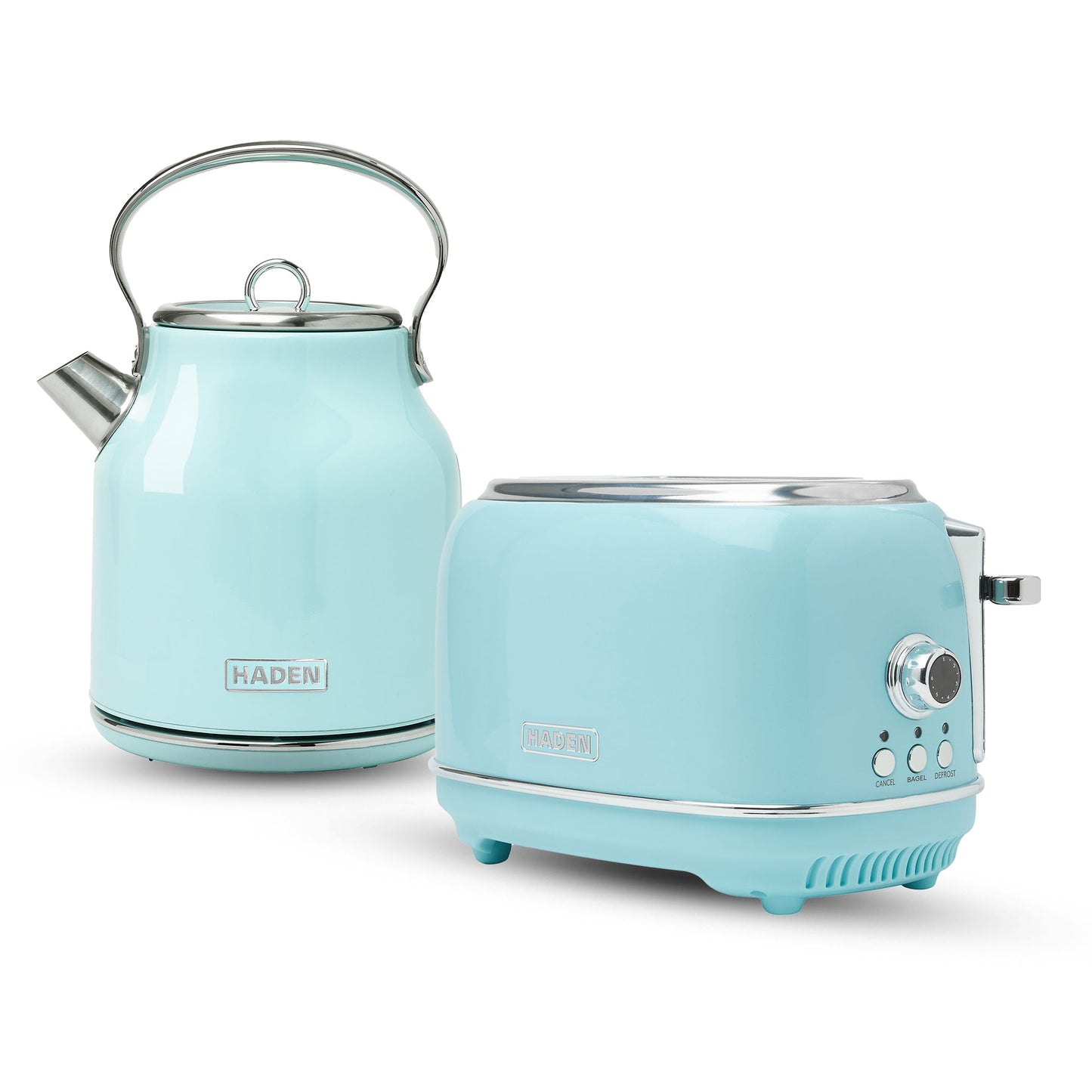 Haden Heritage 1.7 Liter Stainless Steel Electric Kettle with Toaster, Turquoise