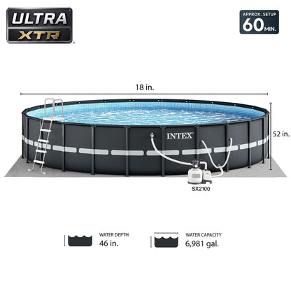 Intex Ultra XTR 18' x 52" Above Ground Outdoor Pool Set with Pump & Robot Vacuum
