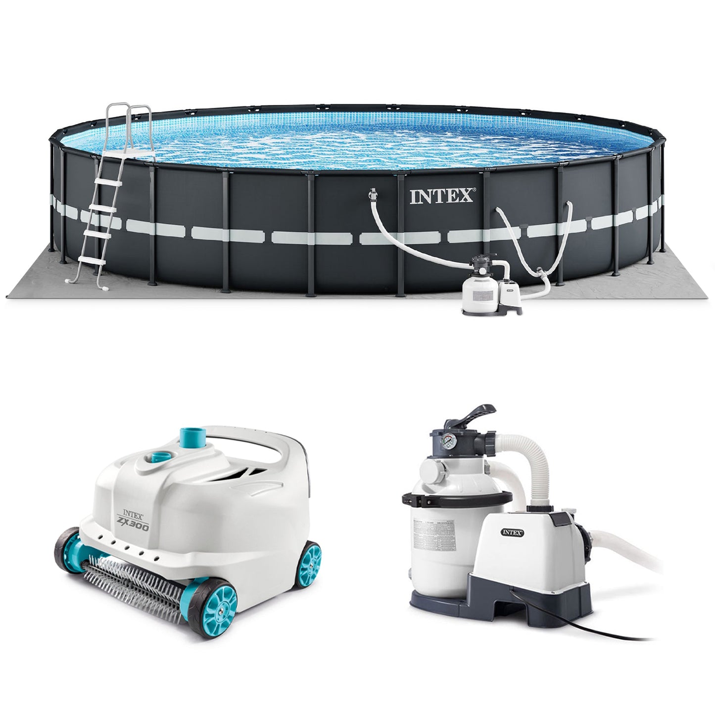 Intex Ultra XTR 18' x 52" Above Ground Outdoor Pool Set with Pump & Robot Vacuum