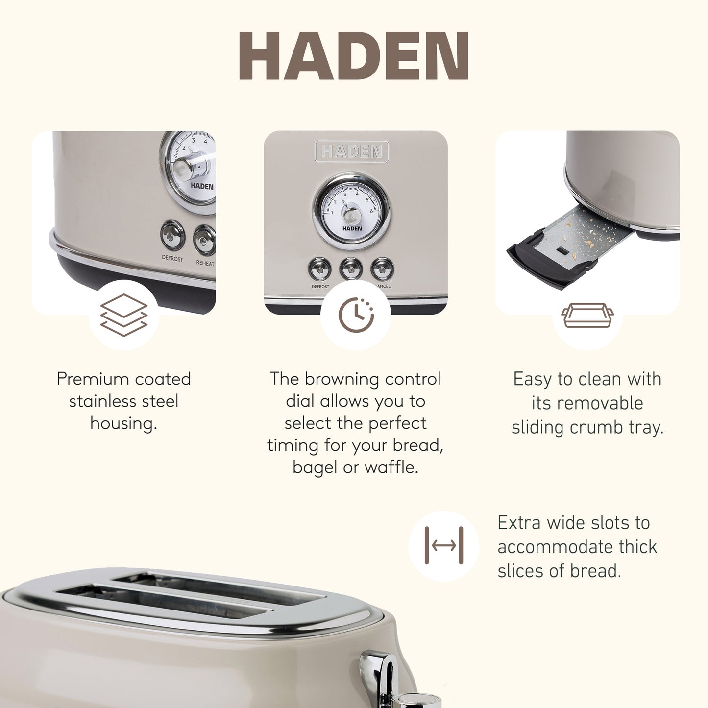 Haden 12 Cup Coffee Maker & Dorset 2 Slice Wide Slot Toaster, Putty & Chrome