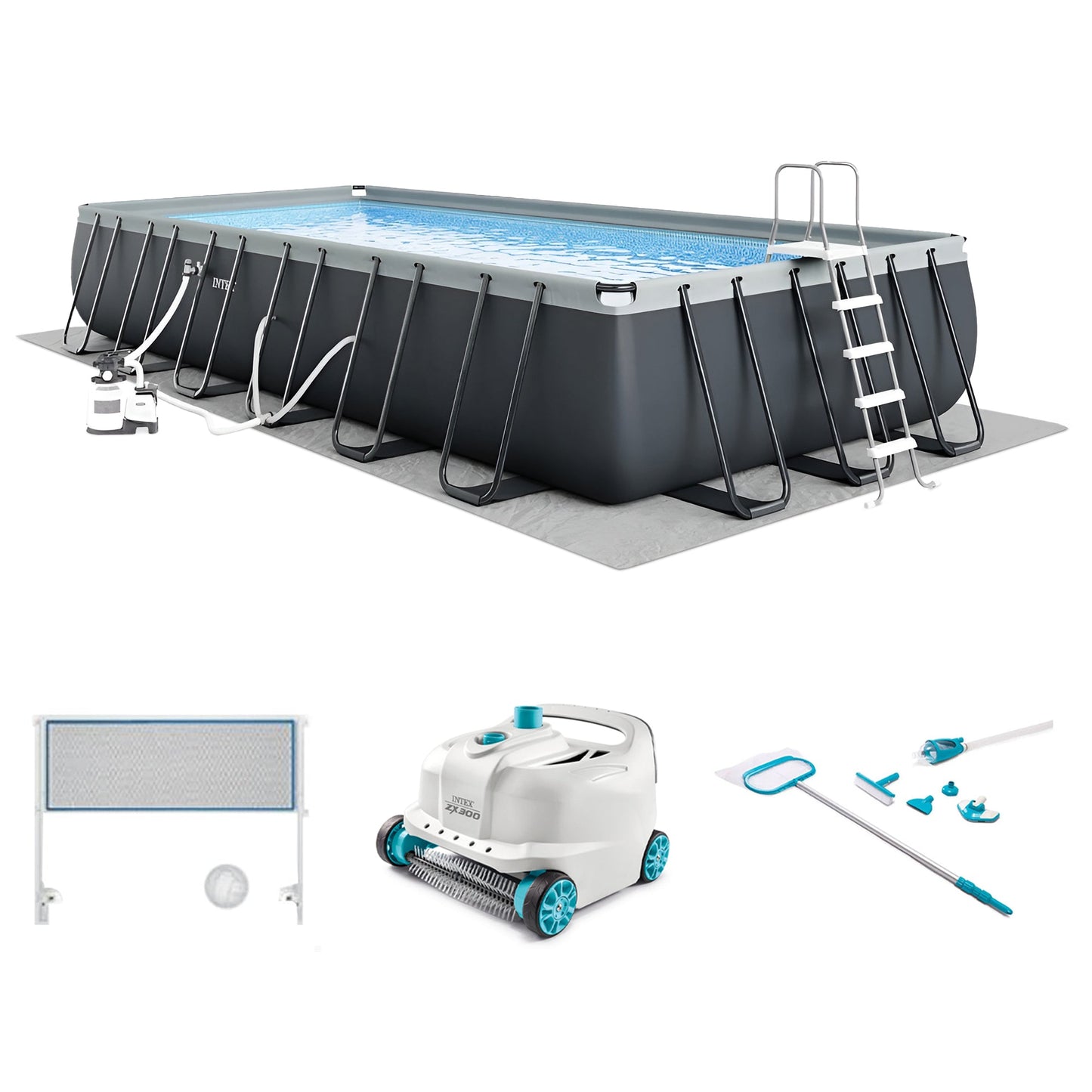Intex 26367EH 24' x 12' x 52" Ultra XTR Frame Swimming Pool w/ Robot Vacuum