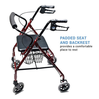 Graham Field Lumex Walkabout Lite Rollator with Seat and 6 Inch Wheels, Burgundy
