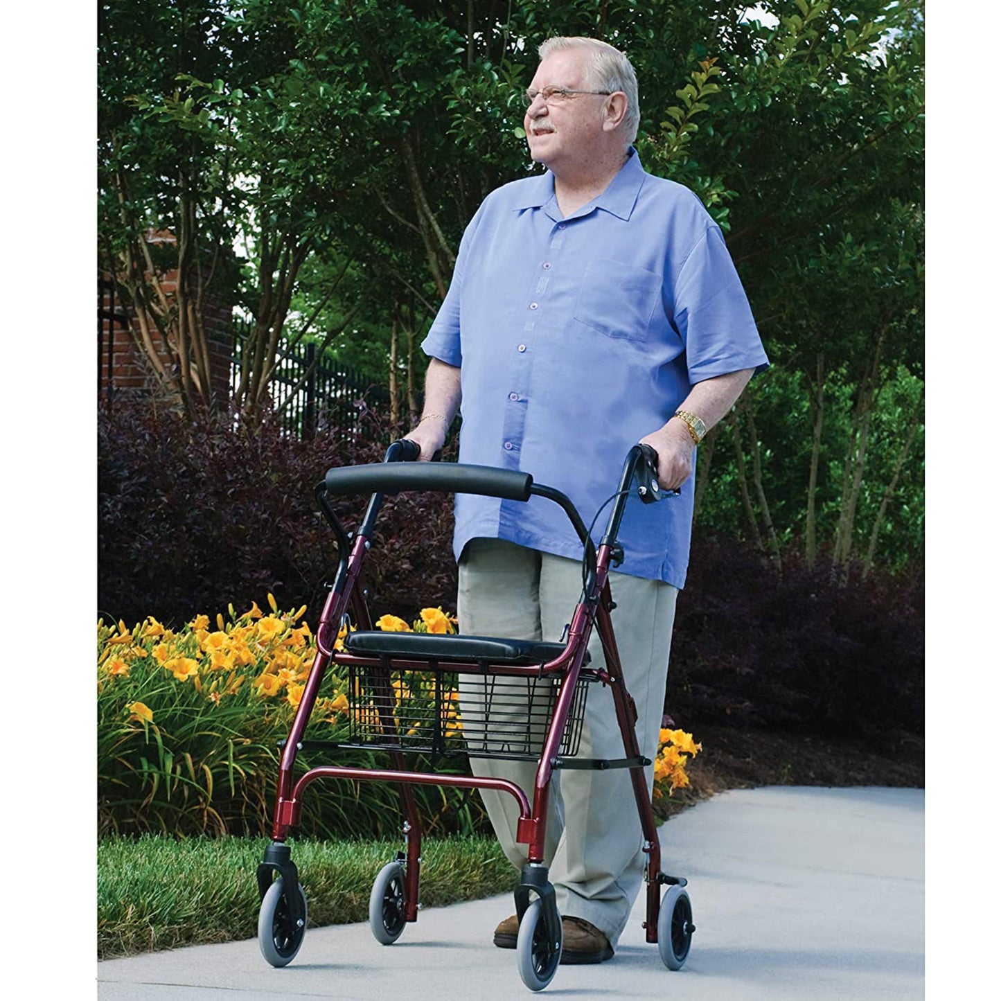 Graham Field Lumex Walkabout Lite Rollator with Seat and 6 Inch Wheels, Burgundy