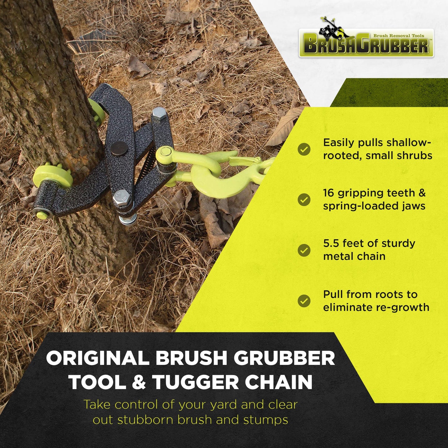 Brush Grubber BG-01 Original Brush Root Puller Remover Tool and BG-04 Tugger Chain