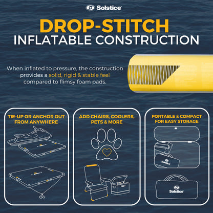 Solstice 8 x 5 ft Inflatable Floating Dock Rafting Platform w/Pump & Bag, Multi