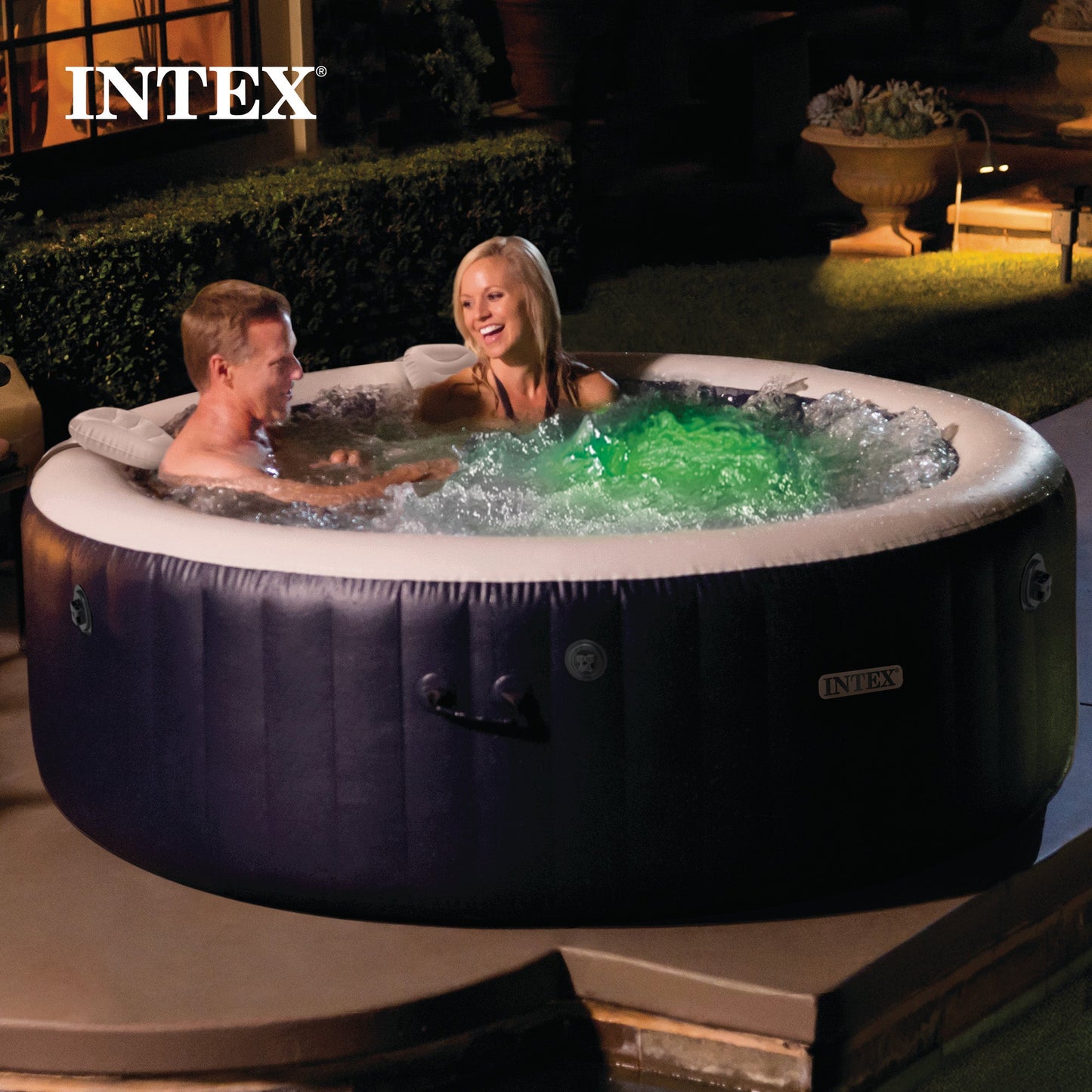 Intex 28429EP PureSpa Plus 4 Person Inflatable Hot Tub Bubble Jet Spa, 77" x 28"