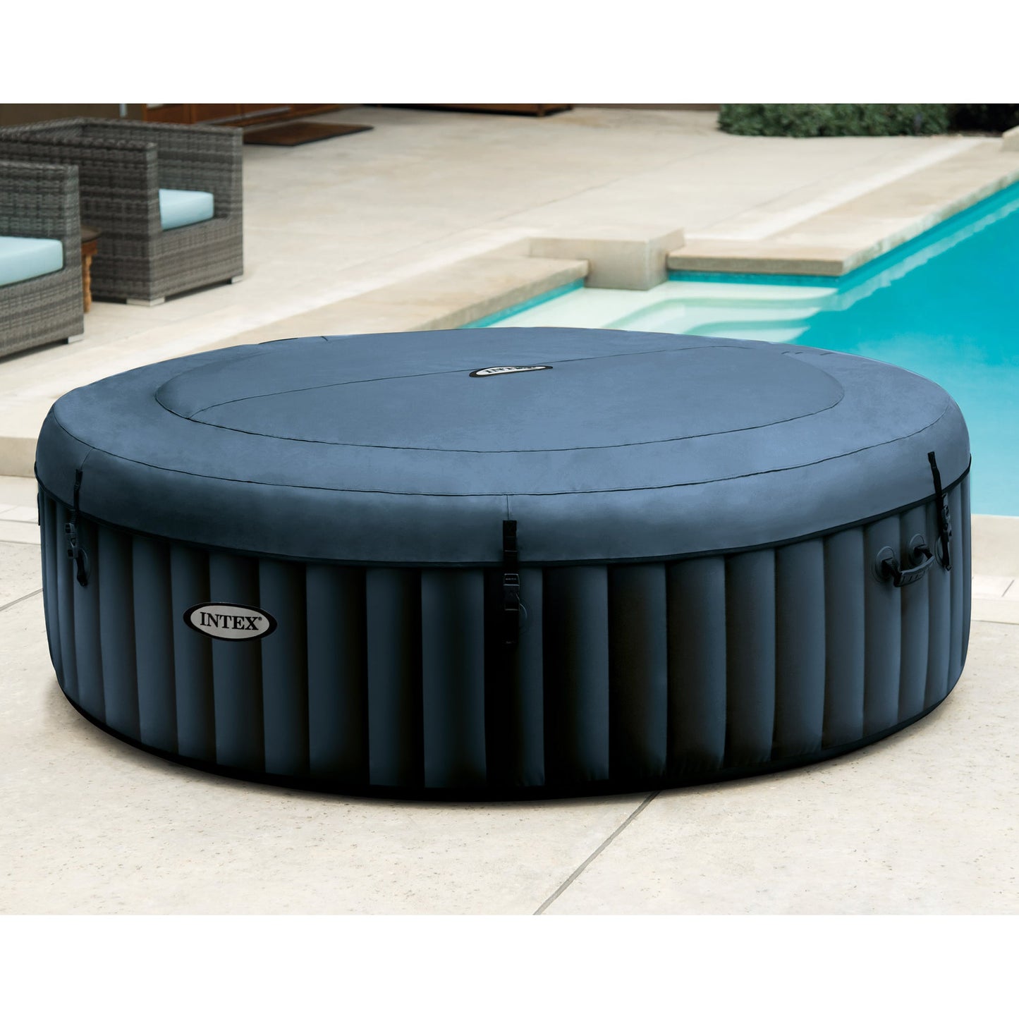 INTEX PureSpa Plus Portable Inflatable Spa, 85 x 28", w/ 4 Foam Headrest Pillows