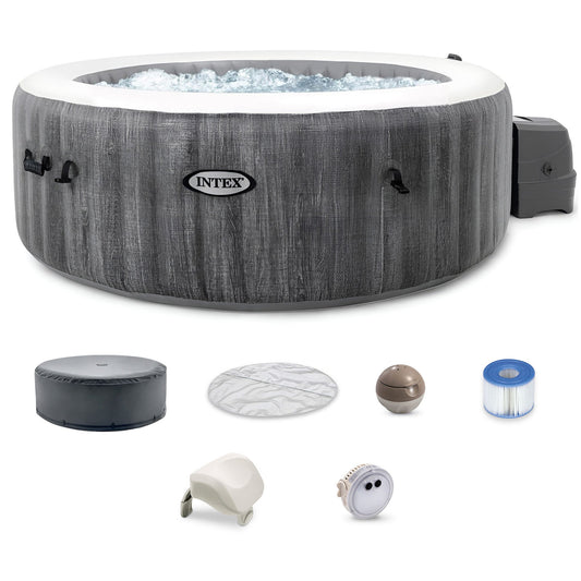 Intex 28439EP PureSpa Plus Greywood Inflatable Bubble Jet Spa, 77 x 28"