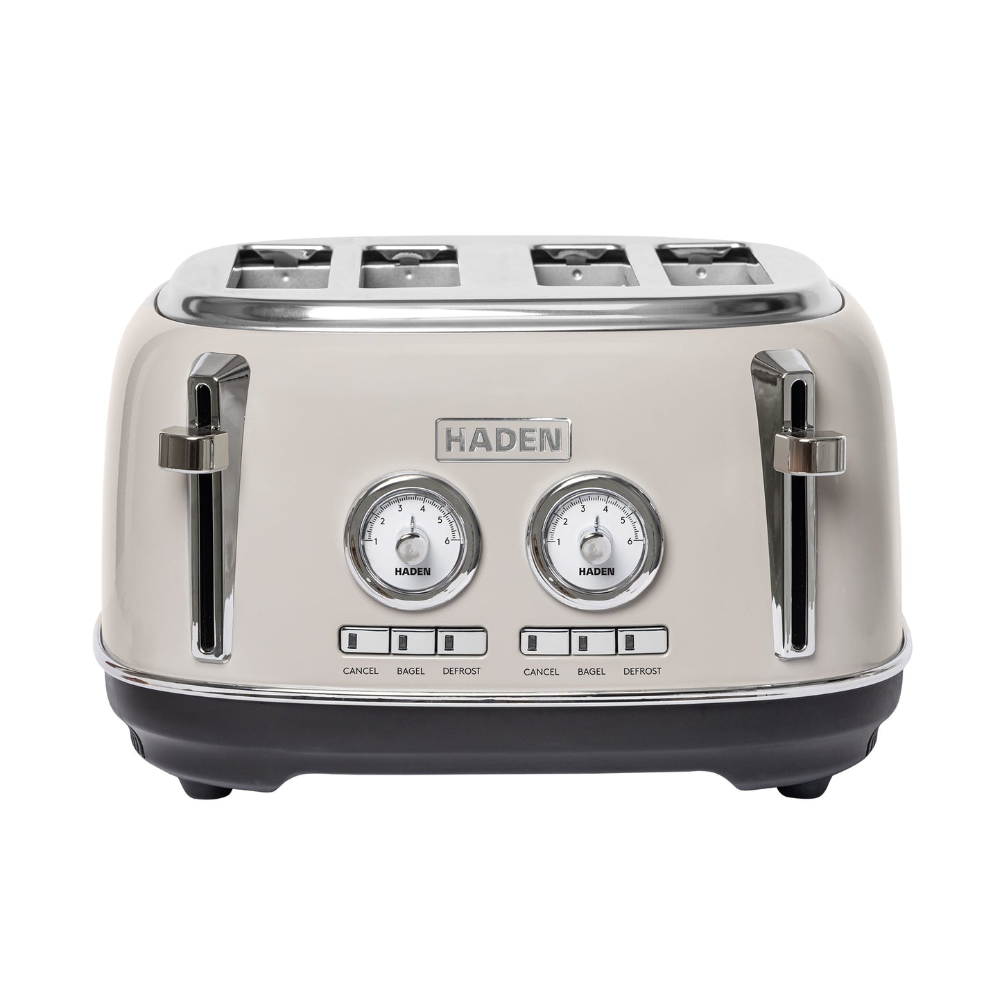Haden Dorset 4 Slice Wide Slot Stainless Steel Toaster, Putty & Chrome