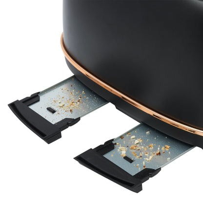 Haden Heritage 4 Slice Wide Slot Stainless Steel Toaster, Black & Copper