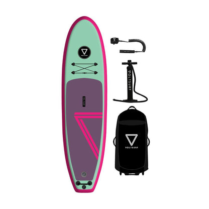 VoltSurf 10 Foot Class Act Inflatable SUP Stand Up Paddle Board Kit, Pink Rail