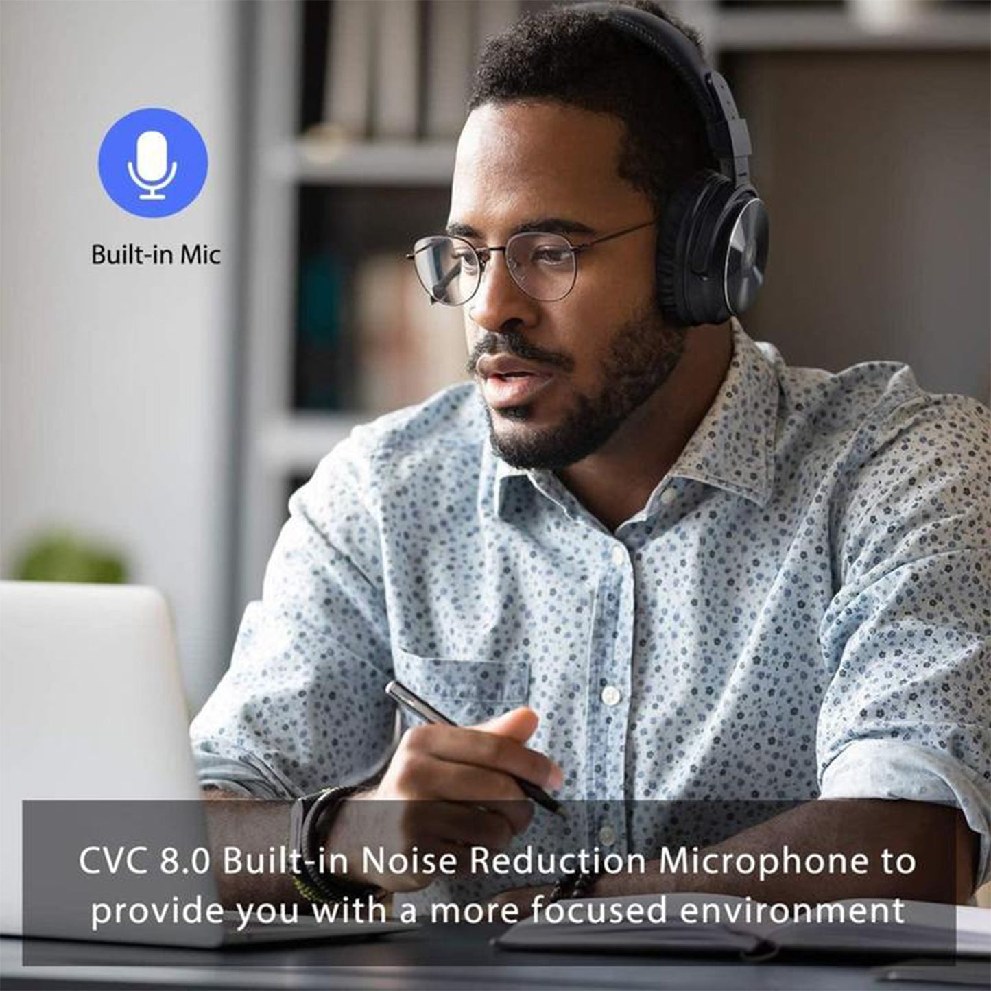 OneOdio A11 Wireless Bluetooth Over the Ear Headphones with Voice Control, Black