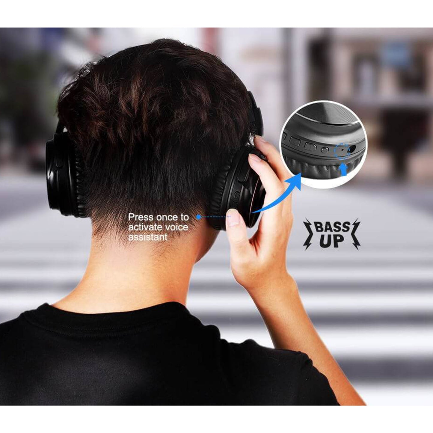 OneOdio A11 Wireless Bluetooth Over the Ear Headphones with Voice Control, Black