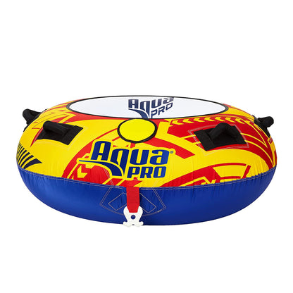 AquaPro 50 In Heavy Duty Nylon Deck Style Towable 1 Person Rider, Yellow and Red