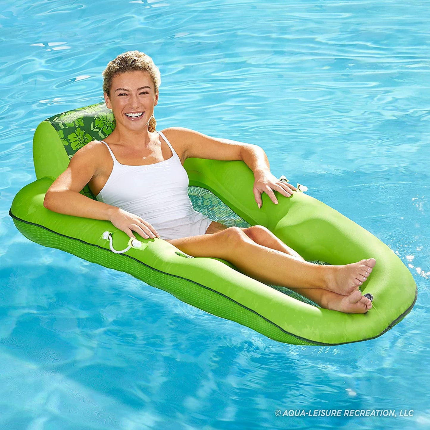 Aqua Leisure Water 4-in-1 Pool Hammock, Lime & Luxury Recliner Float, Green