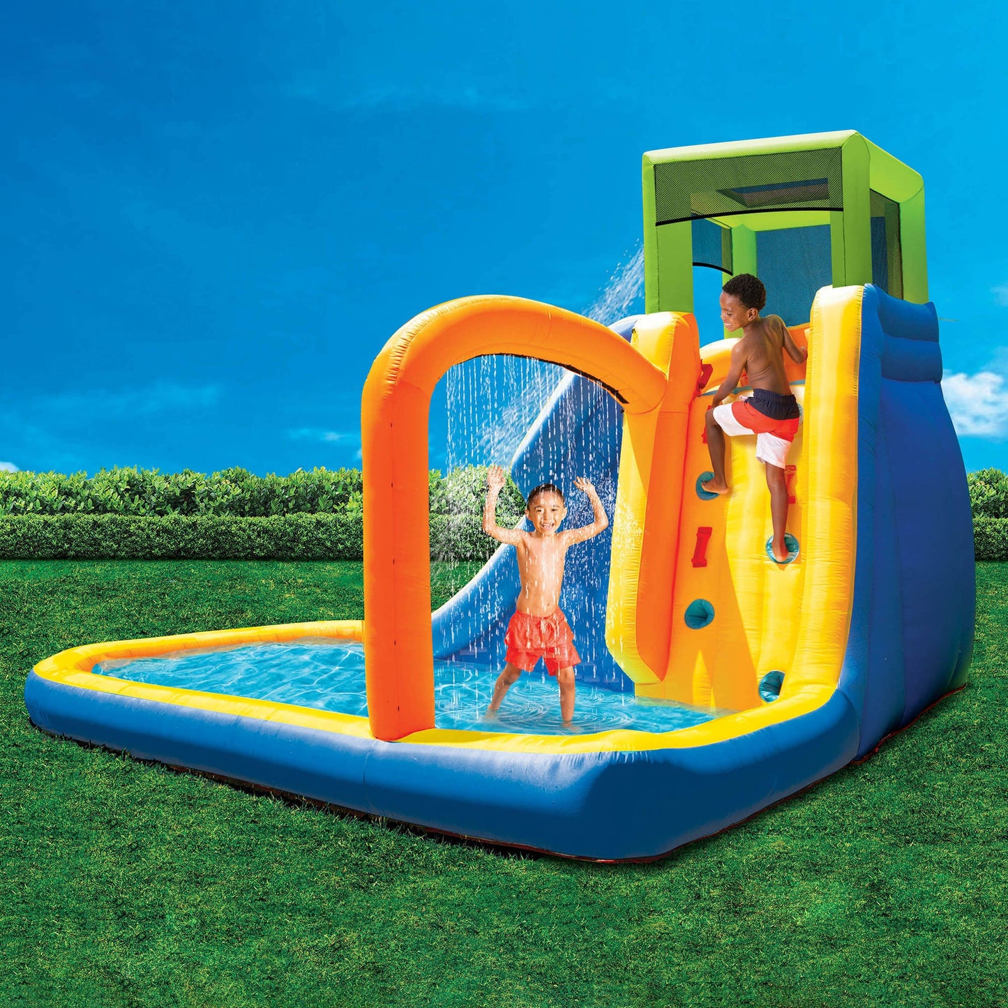 Banzai Splash Falls Water Park Backyard Inflatable Waterfall Slide/Climbing Wall