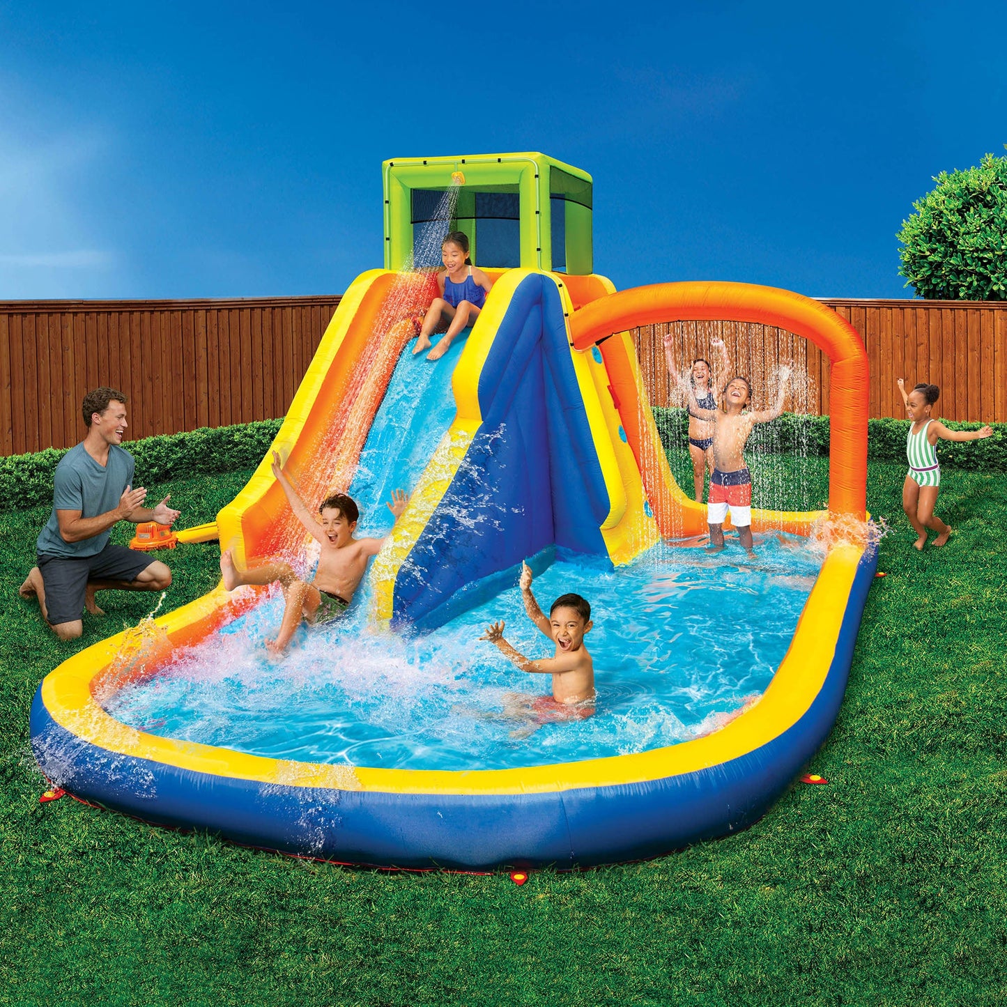Banzai Splash Falls Water Park Backyard Inflatable Waterfall Slide/Climbing Wall