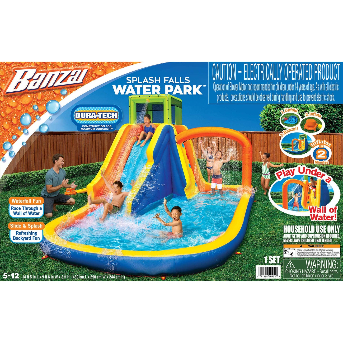 Banzai Splash Falls Water Park Backyard Inflatable Waterfall Slide/Climbing Wall