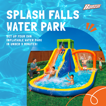 Banzai Splash Falls Water Park Backyard Inflatable Waterfall Slide/Climbing Wall