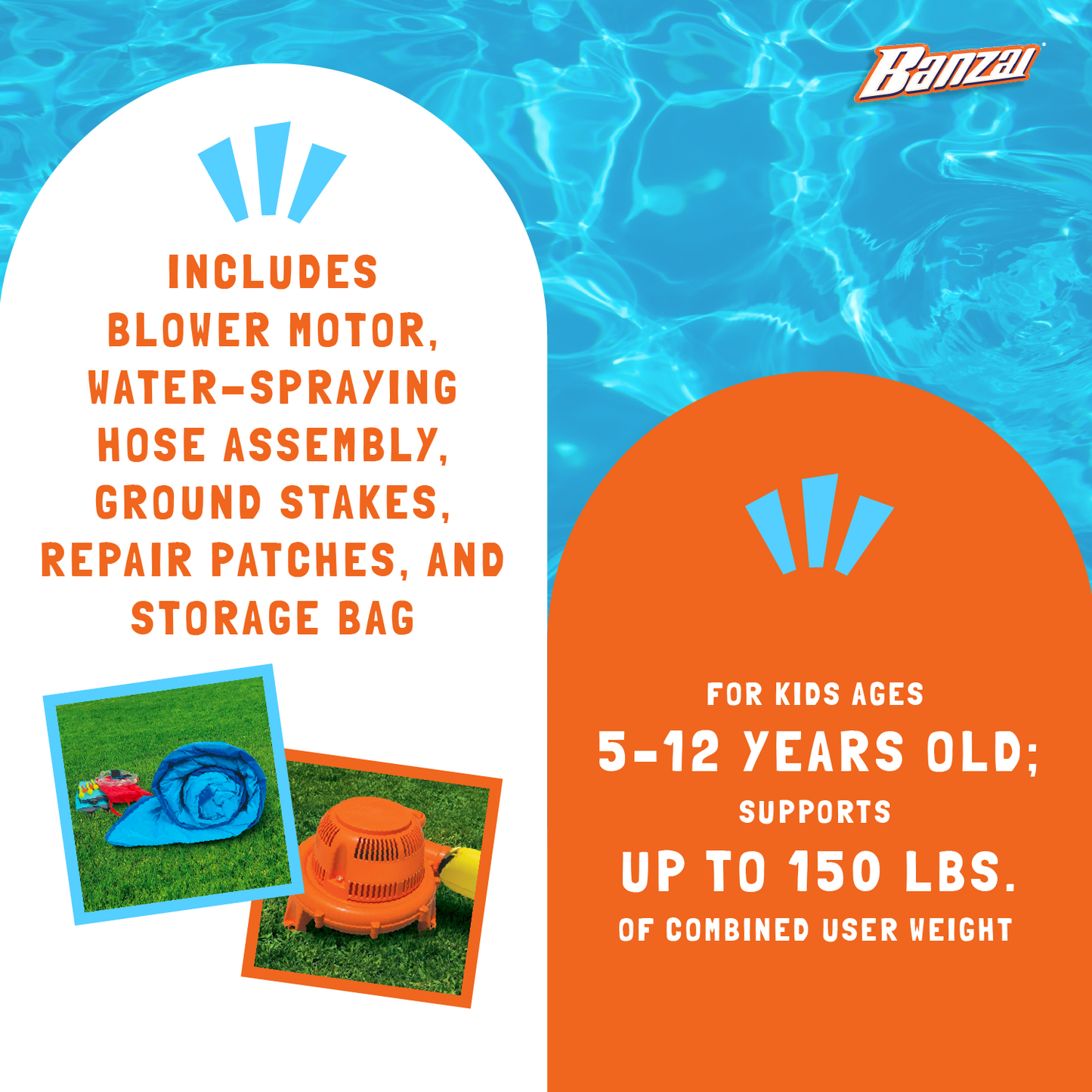 Banzai Splash Falls Water Park Backyard Inflatable Waterfall Slide/Climbing Wall