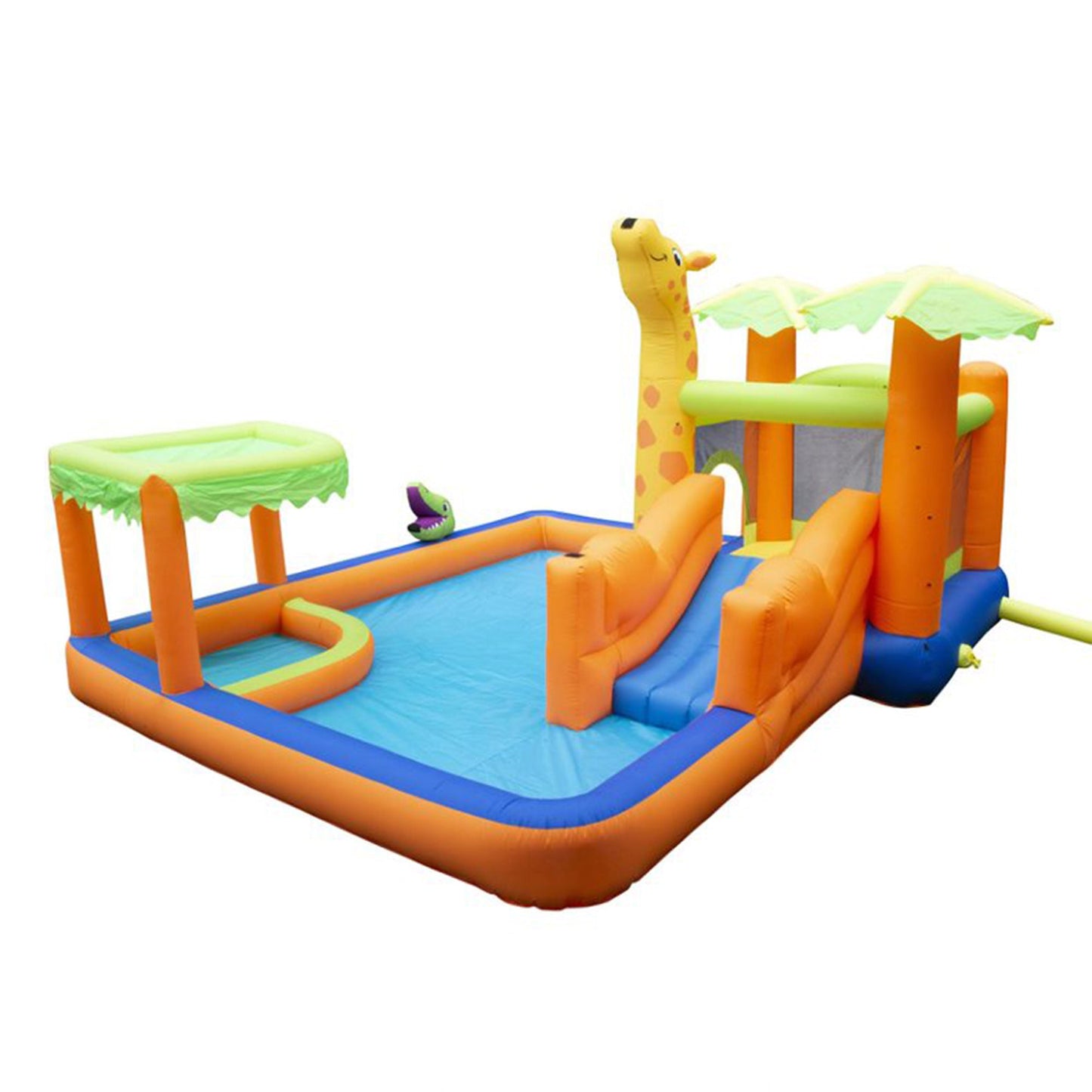 Banzai Safari Splash Water Park Inflatable Bouncer Slide with Cannon and Blower
