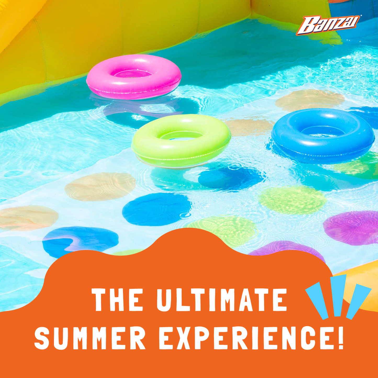 Banzai Inflatable Bounce House Water Game Park with Twister, Limbo, & Ring Toss