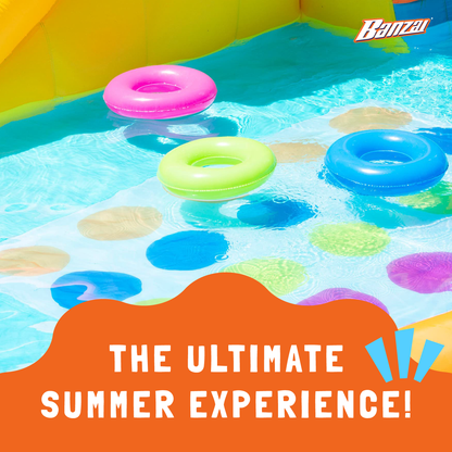 Banzai Inflatable Bounce House Water Game Park with Twister, Limbo, & Ring Toss