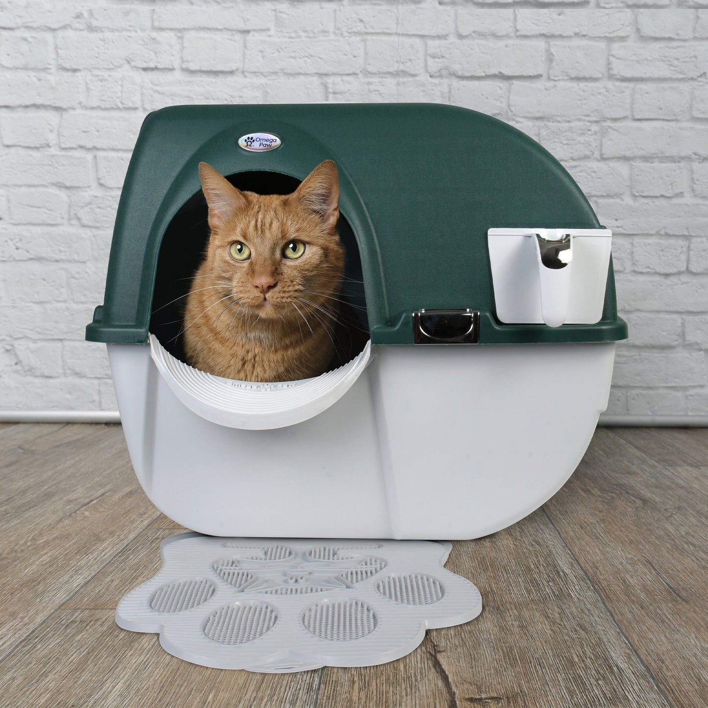Omega Paw Roll'n Clean Self-Cleaning Litter Box & Paw Cleaning Mat for Cats