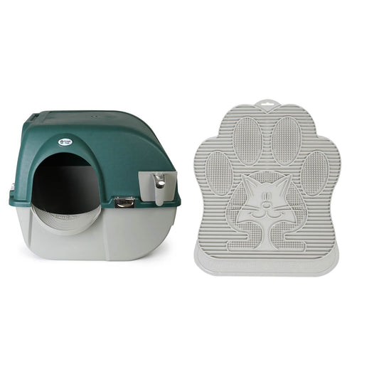 Omega Paw Roll'n Clean Self-Cleaning Litter Box & Paw Cleaning Mat for Cats