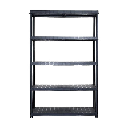 Ram Quality Products Extra 5 Tier Plastic Storage Shelf Unit for Garage, Black