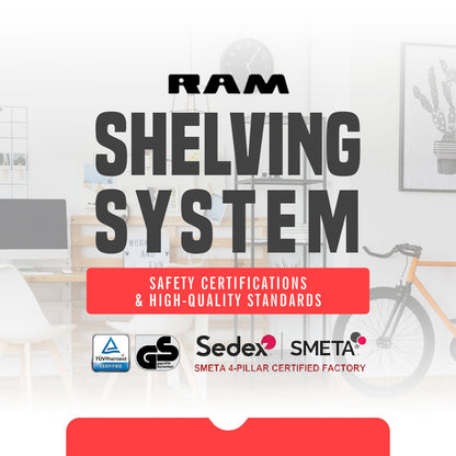 Ram Quality Products Extra 5 Tier Plastic Storage Shelf Unit for Garage, Black