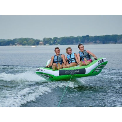 RAVE Sports 3 Person Inflatable Wake Hawk Towable Boating Water Tube Raft, Green