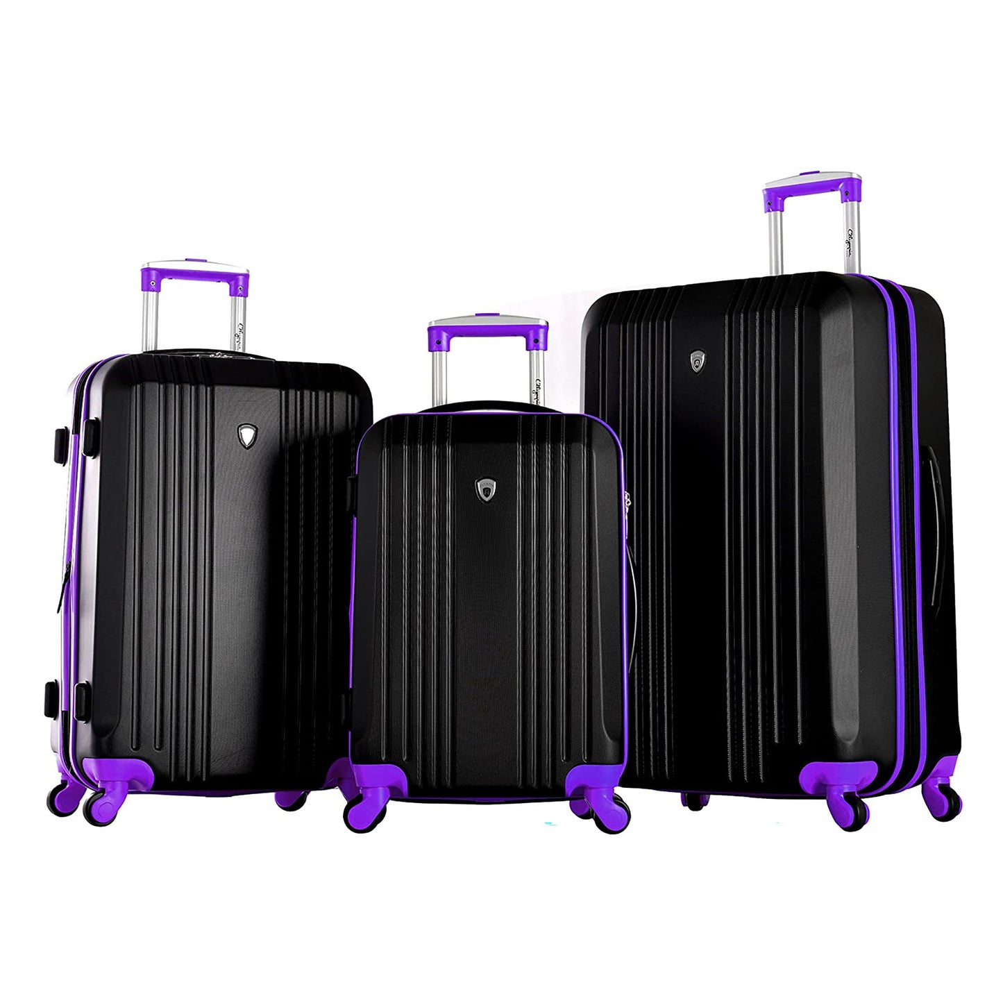 Olympia Apache II Hardcase 4 Wheel Spinner Luggage Suitcase 3 Piece Set, Purple