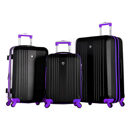 Olympia Apache II Hardcase 4 Wheel Spinner Luggage Suitcase 3 Piece Set, Purple