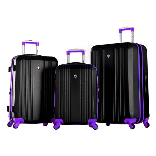 Olympia Apache II Hardcase 4 Wheel Spinner Luggage Suitcase 3 Piece Set, Purple
