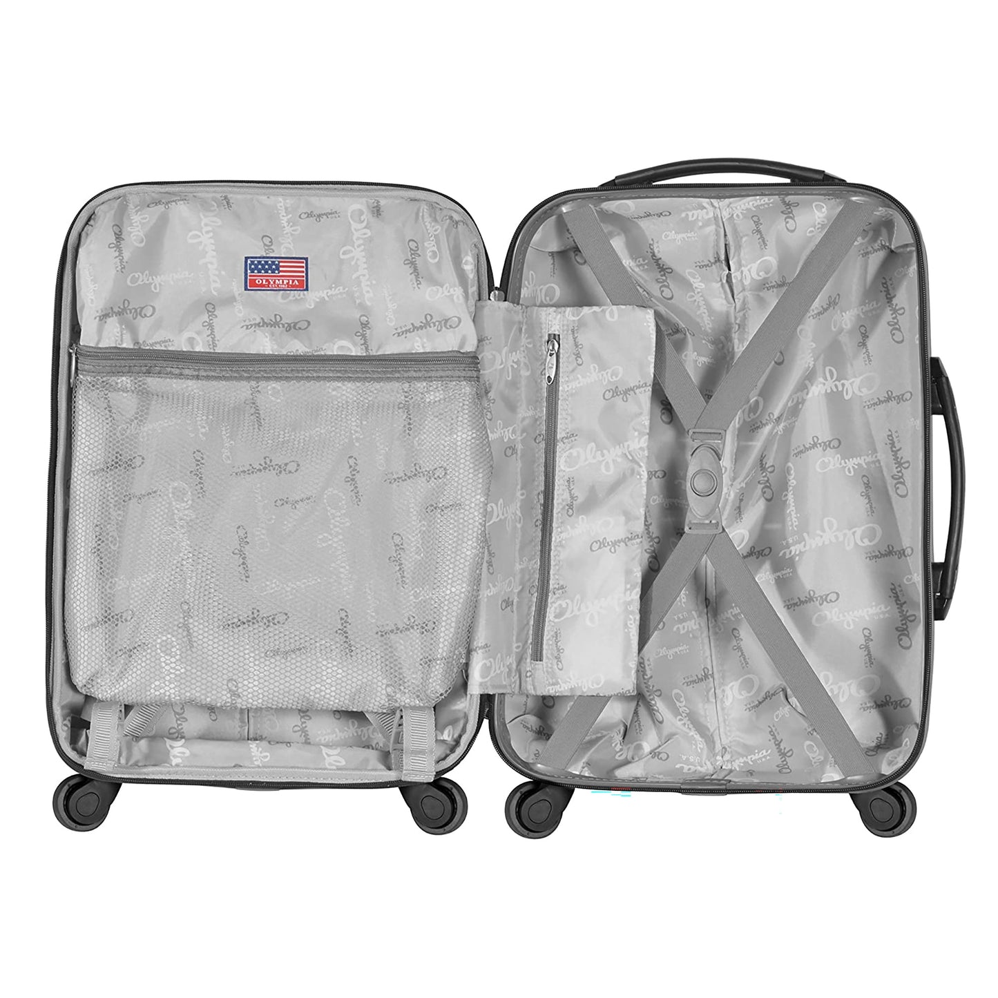 Olympia Apache II 21 Inch Expandable Carry On 4 Wheel Spinner Luggage, Black