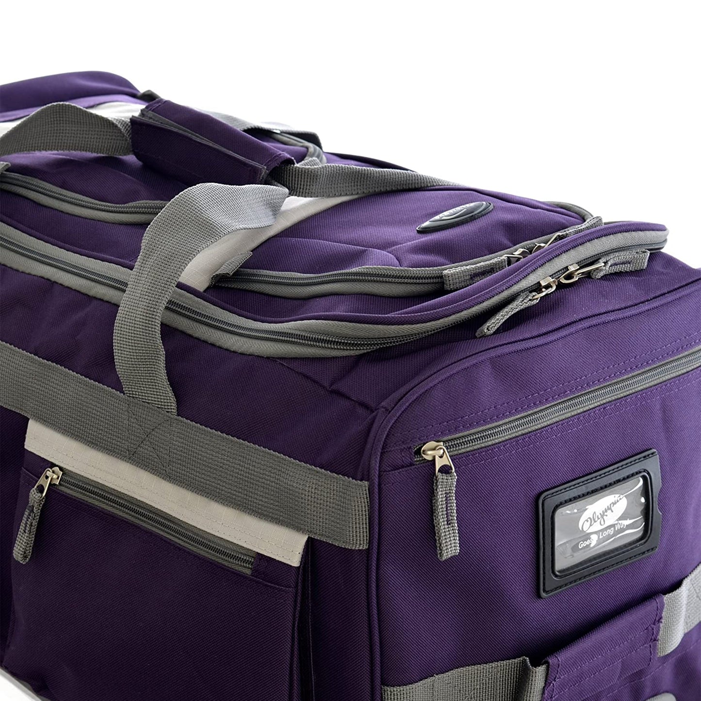 Olympia 22 Inch 8 Pocket Rolling Duffel Bag w/ Retractable Handle, Dark Lavender