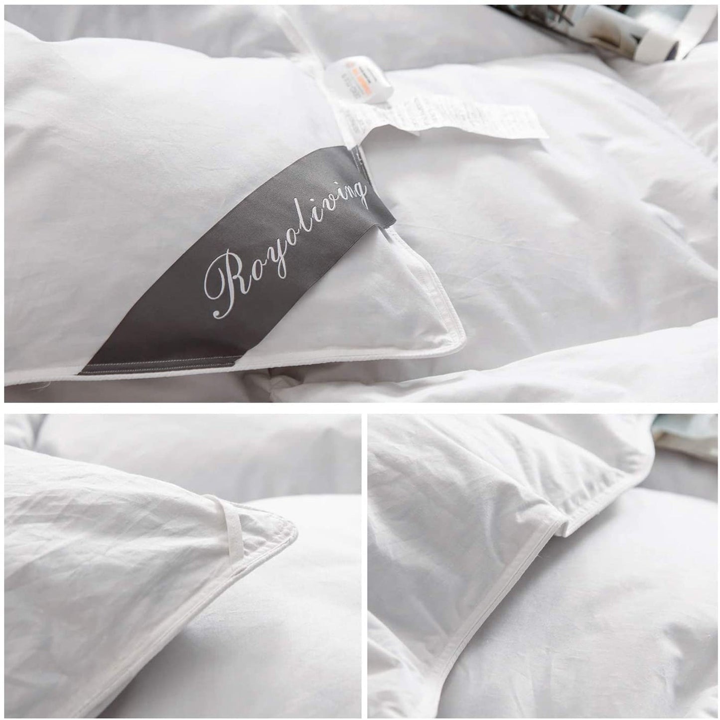 Royoliving Premium Heavyweight Cotton Silver Down Winter Comforter, White, King