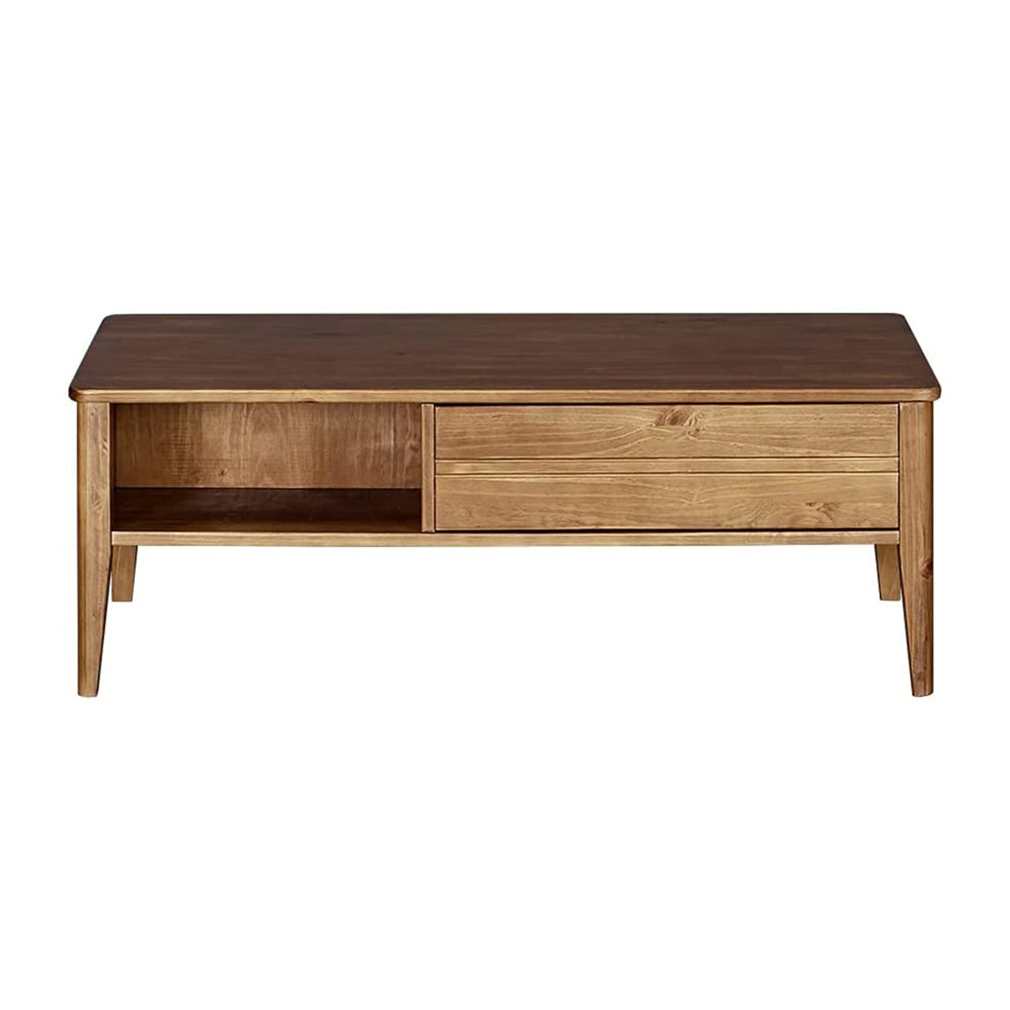 MUSEHOMEINC Mid Century Modern Rectangular Coffee Table with Drawer, Honey Brown