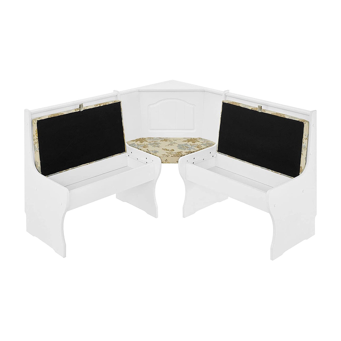 MUSEHOMEINC Traditional 3 Piece Solid Wood Nook Dining Table Set w/ Bench, White