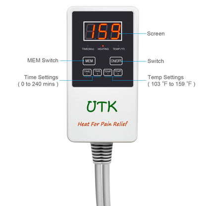 UTK 24" x 70" Tourmaline Stone Infrared Pain Relief Heating Mat w/ Remote, Gray