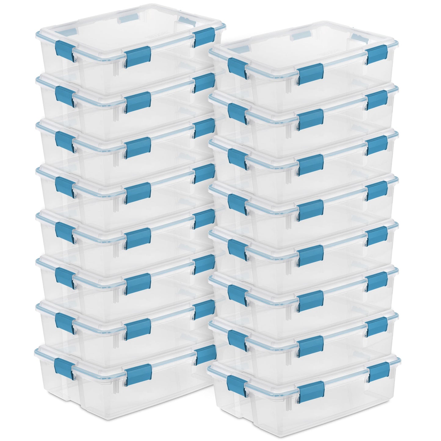 Sterilite 37 Qt Clear Plastic Home Storage Tote Bin with Secure Lids, (16 Pack)