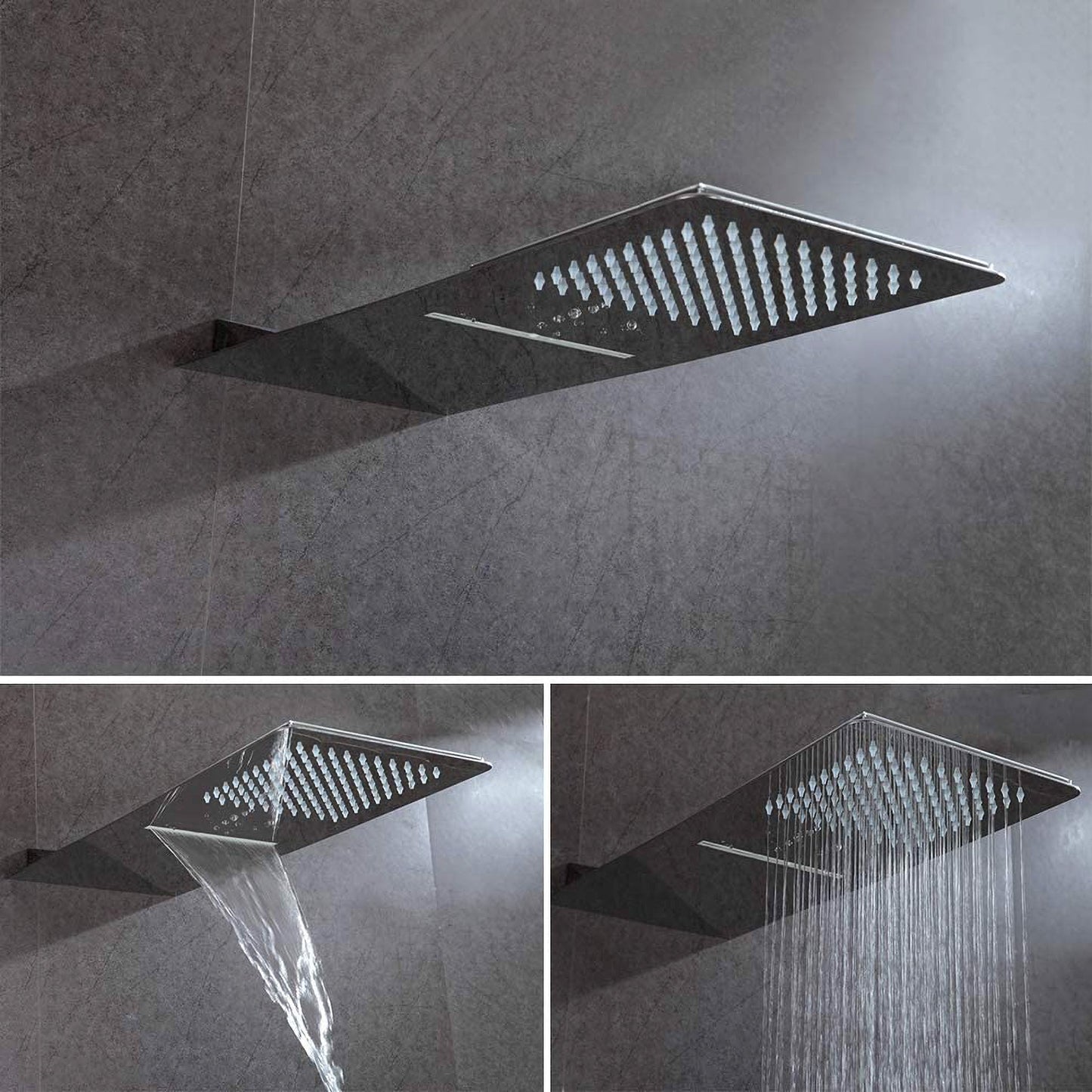 Hongtoo Stainless Steel Multifunction Wall Mounted Rain Waterfall Shower Head
