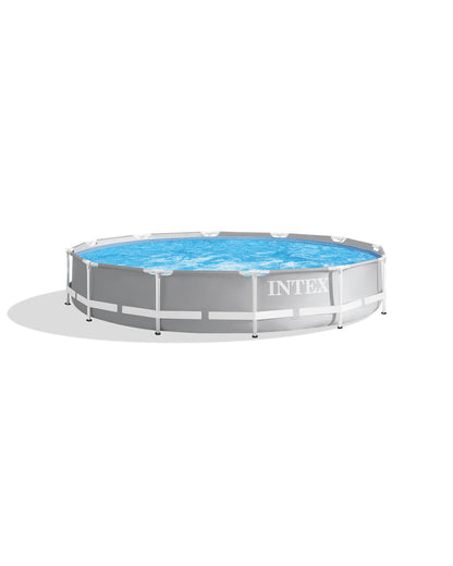 Intex 12ft x 30in Prism Metal Frame Above Ground Round Swimming Pool & Canopy