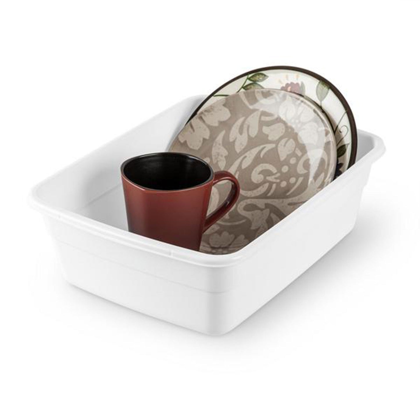 Sterilite Small Portable Rectangle Plastic 8 Qt Dish Pan Basin, White (36 Pack)