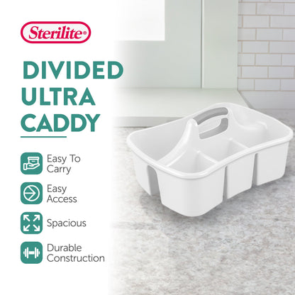 Sterilite Divided Storage Ultra Caddy with 4 Compartments and Handles (12 Pack)
